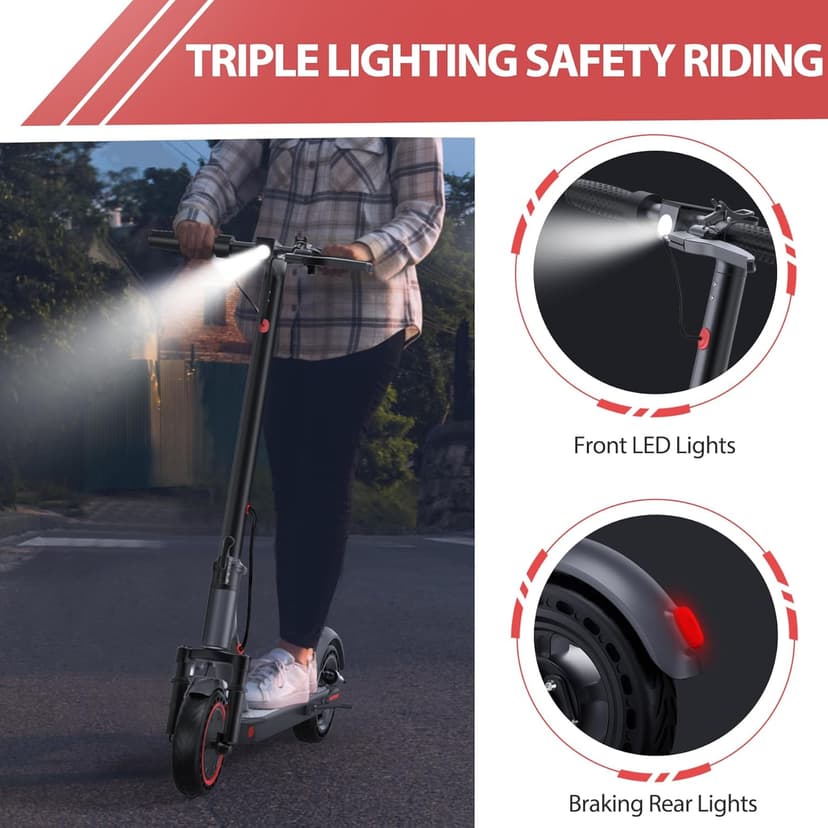 Electric Scooter for Adults, 8.5"/10" Tires, 19/22Mph, 350W/500W Motor, 21-28 Miles Range, Folding E-Scooter with Dual Suspension,APP(V1/SPRO/MAX/PRO)