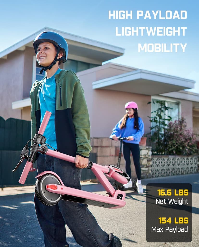 FanttikRide T9 Electric Scooter for Kids 4.3-5.6 ft, 7/10/12 MPH, LED Battery Level, Height Adjustable and Foldable, Electric Scooter for Kids, 200W Motor, Up to 40 mins
