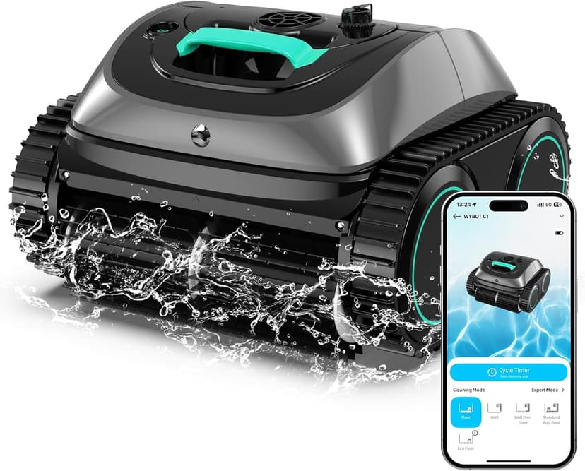 (2025 Upgrade) WYBOT C1 Pool Robot Vacuum for Inground Pools, 4-in-1 Cordless Robotic Pool Cleaner Lasts 150min, Triple-Motor up to 1,614 Sq.ft, Smart APP Support, Auto Wall & Waterline Cleaning