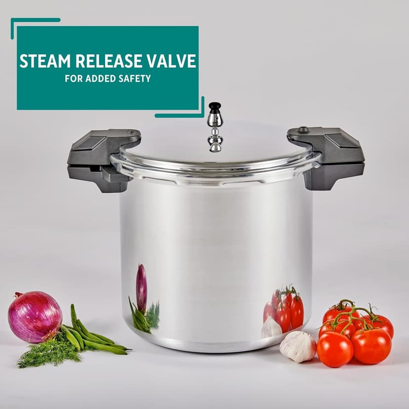 Mirro - 7114000221 Mirro 92122A Polished Aluminum 5 / 10 / 15-PSI Pressure Cooker / Canner Cookware, 22-Quart, Silver