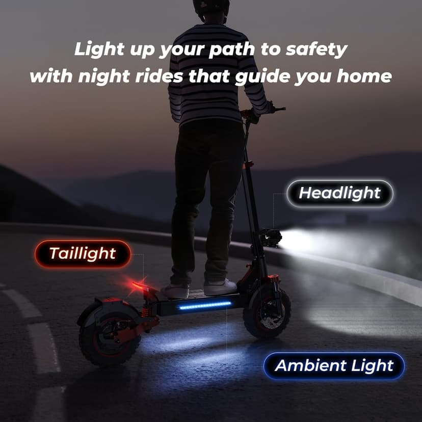 iScooter Electric Scooter, 40/43/50 Miles Long Range & 28/38 MPH Top Speed E Scooter, 10/11/12" Offroad Pneumatic Tire Scooter for Adults with Turn Signals, Double Braking Systems, APP and Storage Bag