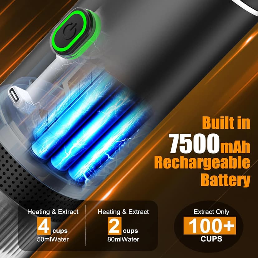 Portable Battery Espresso Coffee Maker for Travel, 20 bar Mini Car Espresso Machines, 3-in-1 Self-Heating Electric Espresso Maker, USB-C Ground Coffee & Capsule Pod(Ns&DG) RV, Hiking, Office