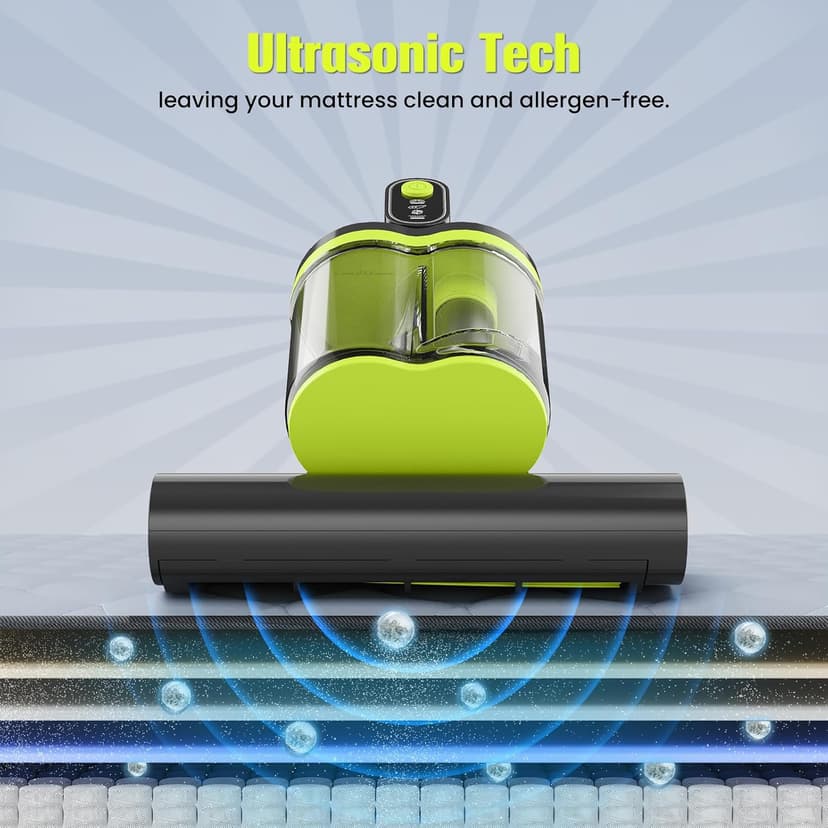 Mattress Vacuum Cleaner UV for Pet Hair,16kPa Power Suction Bed Vacuum,140°F Heated Function,Ultrasonic High Tapping with HEPA Filter,Bed Vacuum Cleaner for Sofa, Couch, Crib(Corded,4.5Amp)