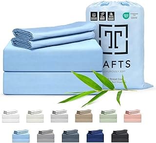 Tafts King Sheets Set, Pure 100% Viscose derived from Bamboo Bed Sheets Set, Luxuriously Soft, Silky, Cooling Sheets, Double Stitched, Lifetime Quality Promise (Sky Blue)