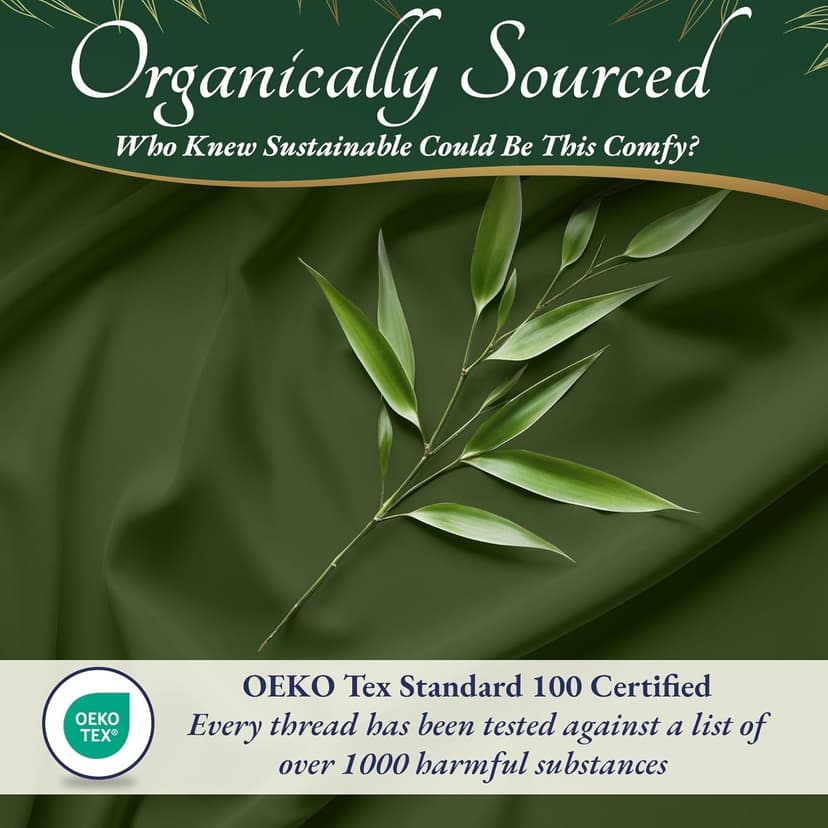 DECOLURE 100% Organic Viscose Derived from Bamboo Sheets Queen Size 6pcs - Ultra Soft & Luxuriously Cooling, 17" Deep Pocket, Double Stitching, Perfect for Hot Sleepers - Queen Bed Sheets (Olive)
