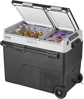 VEVOR Portable Car Refrigerator, 12 Volt Car Refrigerator Fridge, 58 L / 61.5 QT Dual Zone Portable Freezer, -4℉-68℉ Adjustable Temperature, Compressor Cooler for Home, Outdoor, Camping, RV, Car