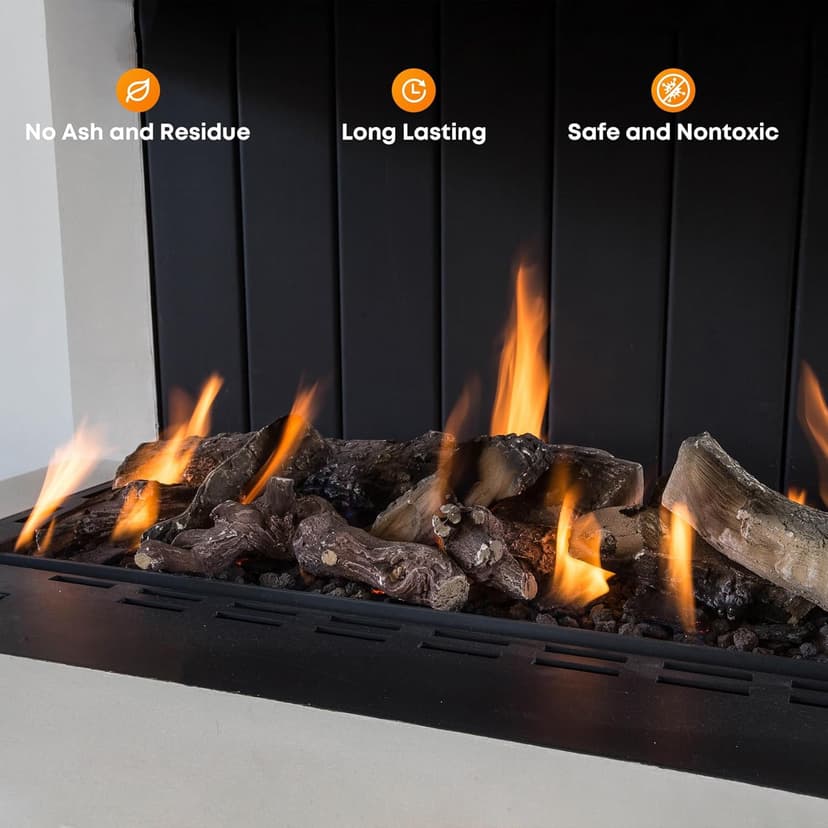 Stanbroil Large Ceramic Gas Logs, 10 Piece Set of Decoration Ceramic Wood Logs for All Types of Ventless, Gel, Ethanol, Electric, Gas Inserts, Propane, Indoor or Outdoor Fireplaces & Fire Pits