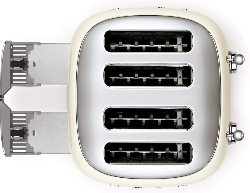 Smeg 50's Style Retro Aesthetic 4 Slice Toaster 6 Presets Extra Wide Slots Cream TSF03CRUS