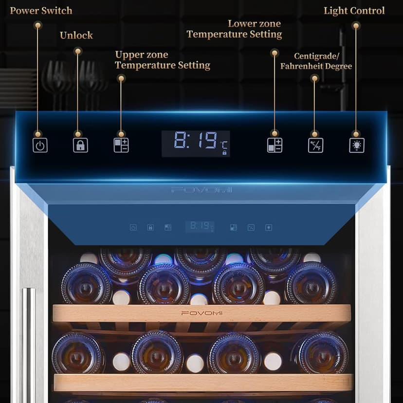 Wine Refrigerators,52-bottle Wine Fridge Cooler Freestanding Wine Refrigerator,(Bordeaux 750ml) Dual Zone Compressor Wine Cellar Chiller