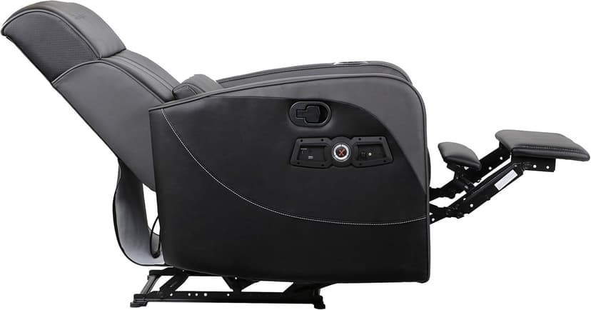 X Rocker Gamma Recliner Gaming Chair, 2.1 Bluetooth Audio System, Headrest Mounted Speakers, Built-in Footrest and Cupholder, 718001, 34.84" x 39.37" x 30.31", Black