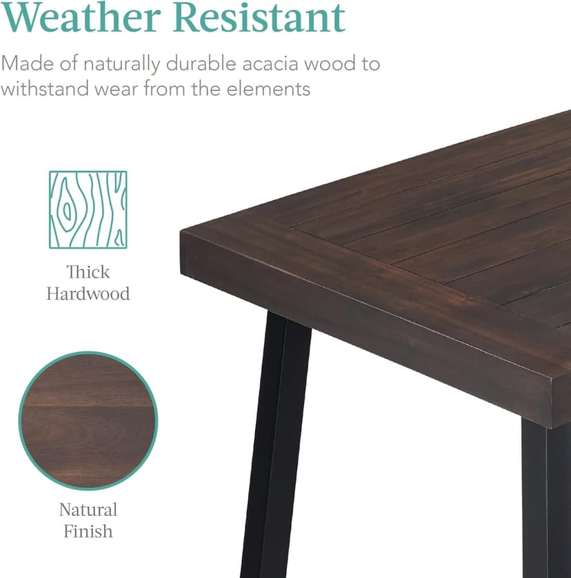 Best Choice Products 6-Person Indoor Outdoor Acacia Wood Dining Table, Picnic Table w/Powder-Coated Steel, 350 Pound Capacity Legs - Espresso