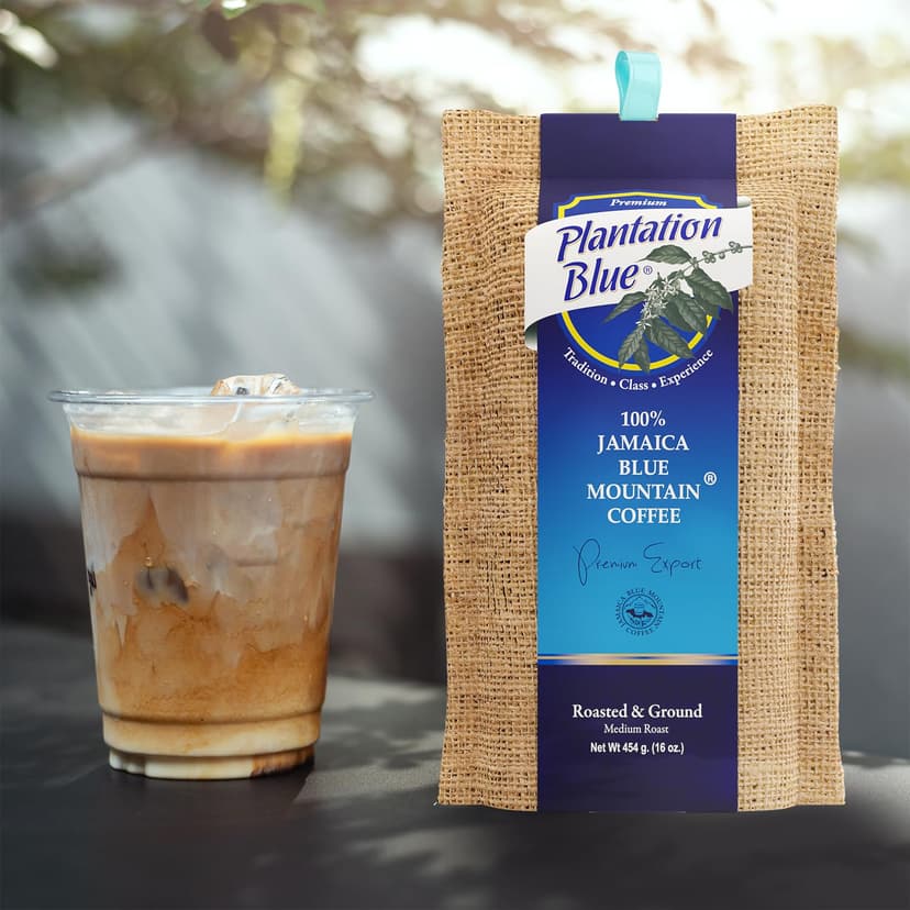 PREMIUM PLANTATION BLUE TRADITION CLASS EXPERIENCE 100% Jamaica Blue Mountain Coffee Medium Roasted and Ground (16oz)