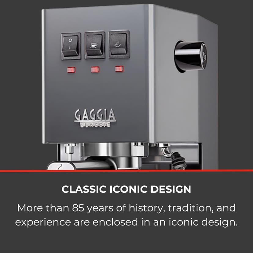 Gaggia RI9380/51 Classic Evo Pro Espresso Machine, Industrial Grey, Small