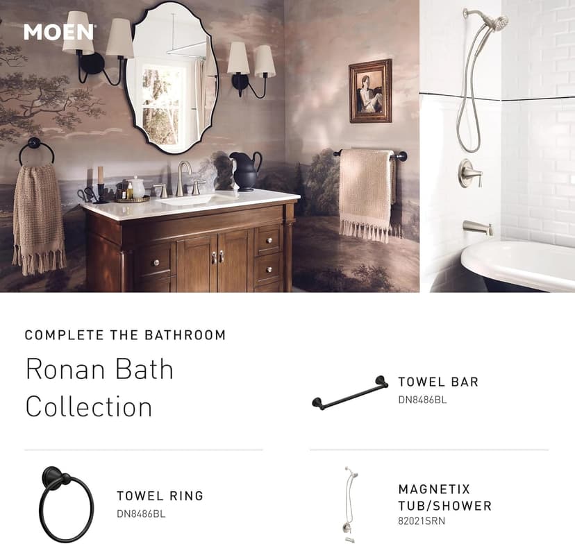 Moen Ronan Spot Resist Brushed Nickel One-Handle Single Hole Modern Bathroom Sink Faucet with Optional Deckplate and Spring Loaded Drain Assembly, 84021SRN