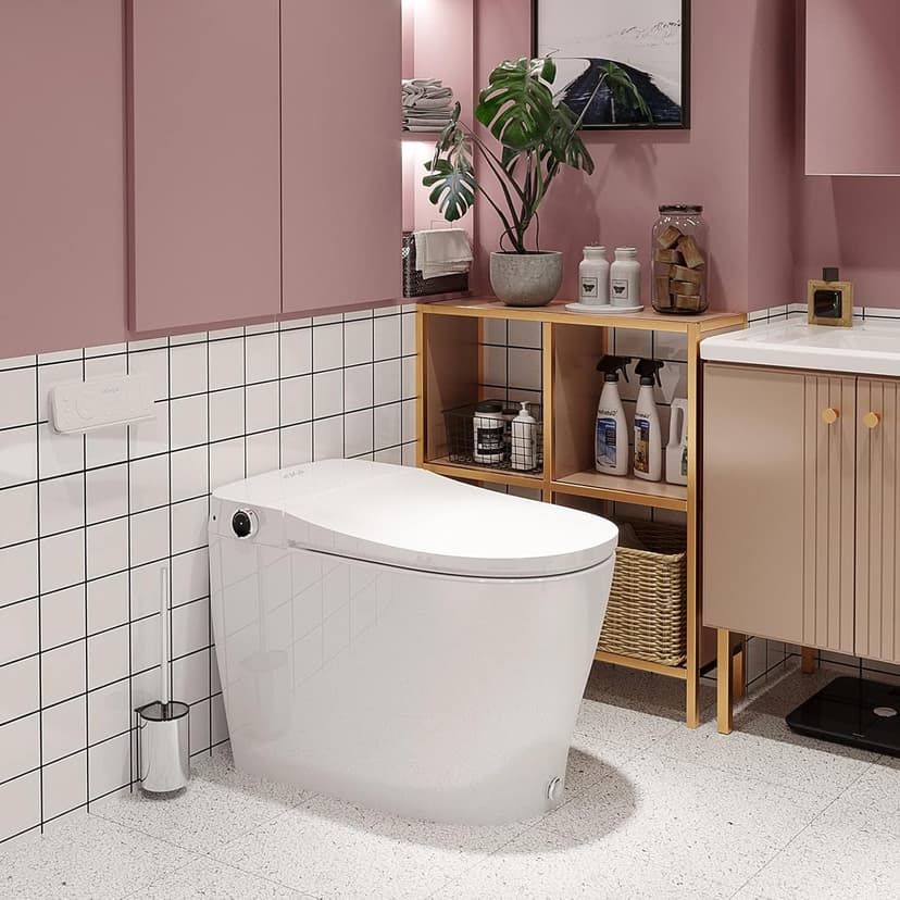 HOROW Upgraded Integrated Smart Toilet, Premium Automatic Power Flush One Piece Toilets with Power Flush Core & Intelligent Chip Built in, Heated Bidets Seat with Instant Warm Water