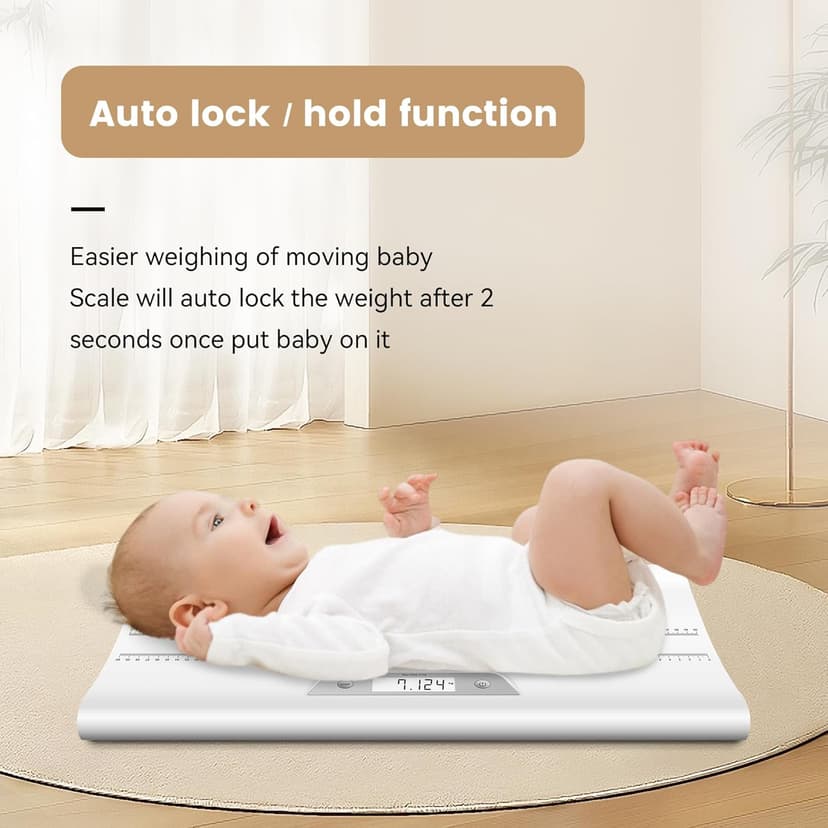 EILISON Baby Scale with Height Measuring - Digital Weight Scale for Infants, Toddlers & Pets - 0.1-44 lbs, Tare Function, Hold Feature, Accurate Baby Weighing Scale for Growth Tracking (White)