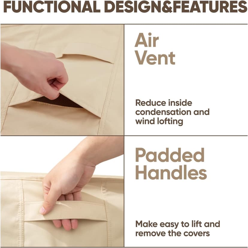 loriano Patio Furniture Cover Set, 4 Piece Outdoor Furniture Cover Waterproof, 600D Heavy Duty Lawn Patio Set Covers