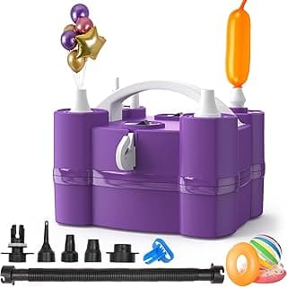 Balloon Pump, Triple Inflating Ports for 260q Foil Latex Mylar Balloon, 3-in-1 Electric Air Pump for Inflatables and Balloons, Inflator Deflator for Swimming Rings Air Mattress Pool Floats