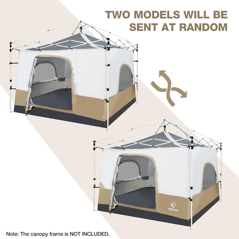 REDCAMP Canopy Camping Tent for Pop Up Canopy Tent, Inner Tent Converts Straight Leg 10'x10' or 10'x20' Canopy into Camping Tent, Fits 4-6 Person(Frame/Shelter NOT Included)