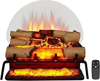 LegendFlame 23" W Free Standing Electric Fireplace White Birch Log Set (EF290A-WB), Fireplace Insert, Heater 750W/1500W, Crackling Sound, Remote Control