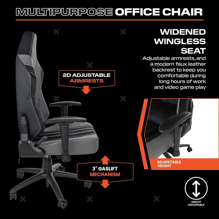 X Rocker Sigma PC Computer Gaming Office Desk Chair, with Headrest RGB LED Lights, Adjustable Seat and Armrest, 0780401, 24.41" x 49.8" x 20.87", Black