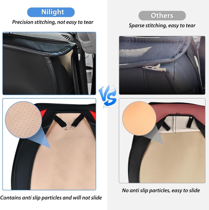 Nilight Car Seat Covers Custom Fit 2009-2024 F150 and 2017-2024 F250 F350 F450 Waterproof Wear-Resistant Leather Anti Slip Cushion Set (2PCS Front Seats Cover)