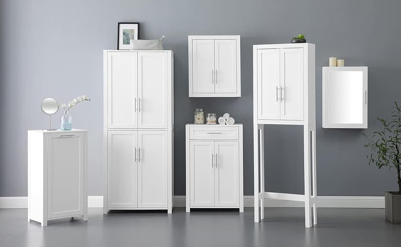 Crosley Furniture Savannah Wall Mounted Bathroom Storage Medicine Cabinet with Shelves, White
