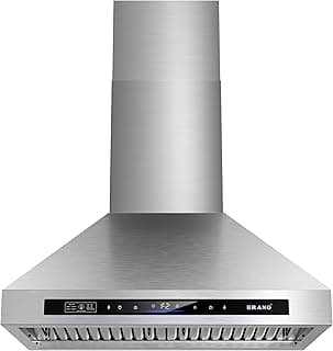 Wall Mount Range Hood 30 inch，900 CFM Kitchen Hood with Voice/Gesture/Touch Control，Vent Hood in Stainless Steel With Ducted/Ductless Convertible, 4 Speed Exhaust Fan
