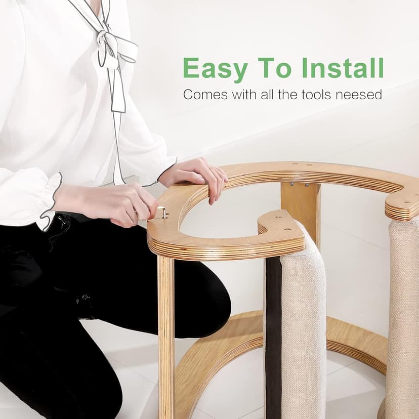 Predawn Ergonomic Kneeling Chair, Rocking Chair Stool, Knee Chair, Posture Chair for Home Office Meditation Wooden & Linen Cushion-Office Desk Chair for Back Neck Pain Relief & Improving (White Oak)