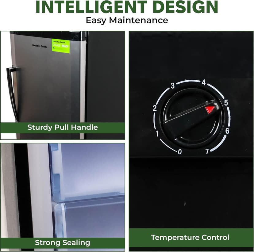 Hamilton Beach Upright Freezer, Deep Freeze, Stainless Steel Freezer with Drawer Compartments, 11 cu. ft. Freezer – 25”D x 23.6”W x 66.5”H