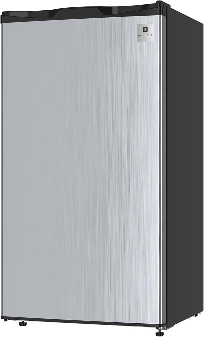 ACFR322 RCA Mini Refrigerator, Compact Freezer Compartment, Adjustable Thermostat Control, Reversible Door, Ideal Fridge for Dorm, Office, Apartment, Platinum Stainless, 3.2 Cubic Feet