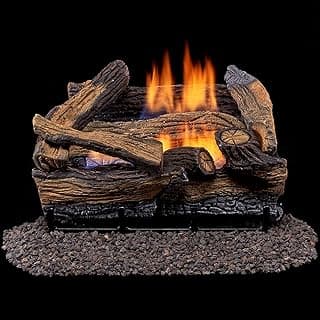 Duluth Forge DLS-18R-1 Dual Fuel Ventless Fireplace Logs Set with Remote Control, Use with Natural Gas or Liquid Propane, 30000 BTU, Heats up to 1000 Sq. Ft, Split Red Oak, 18 Inches