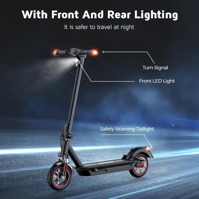 iScooter Electric Scooter for Adults,50/30 Miles Range, 28 MPH Top Speed, 800/750W Motor, 10" Pneumatic Tires, Foldable Dual Shock Absorption Commuting E Scooter with APP & Turn Signals & Storage Bag