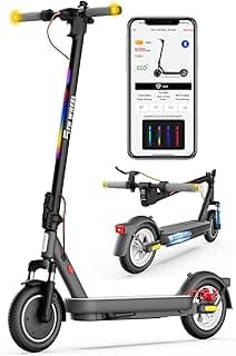 5TH Wheel V40 PRO Electric Scooters, 48V 800W Peak Motor & 20 MPH, 24.9 Miles Range, 10" Solid Tires, Front-N-Rear Suspension and Ambient Light, Folding Sport Scooters with Dual Brake System and APP