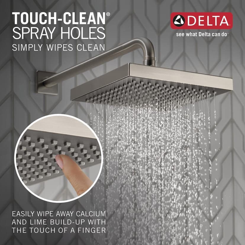 Delta Faucet Single-Spray Touch-Clean Rain Shower Head, Stainless RP50841SS