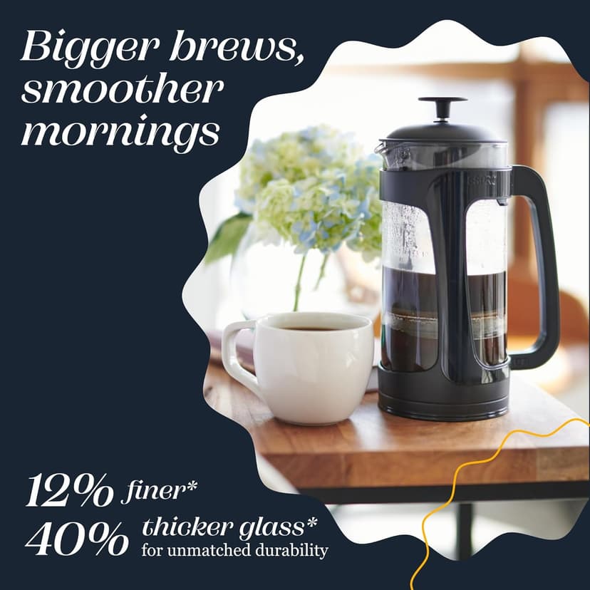 ESPRO - P3 French Press Coffee Maker – Patented Double Microfilter for Sludge and Grit Free Coffee, Black, 32 oz