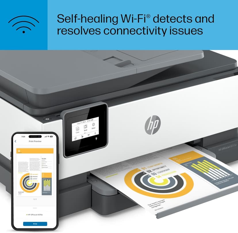 HP OfficeJet 8015e Wireless Color All-in-One Printer, 6 month Instant Ink trial included
