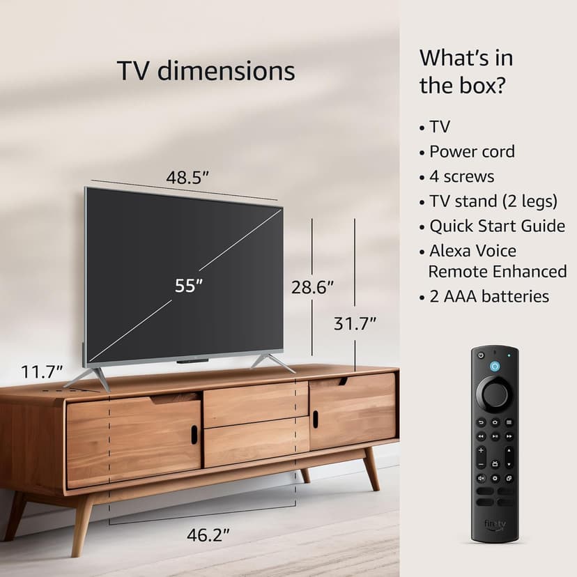 Amazon Fire TV 55" Omni QLED Series 4K UHD smart TV, Dolby Vision IQ, Fire TV Ambient Experience, local dimming, hands-free with Alexa