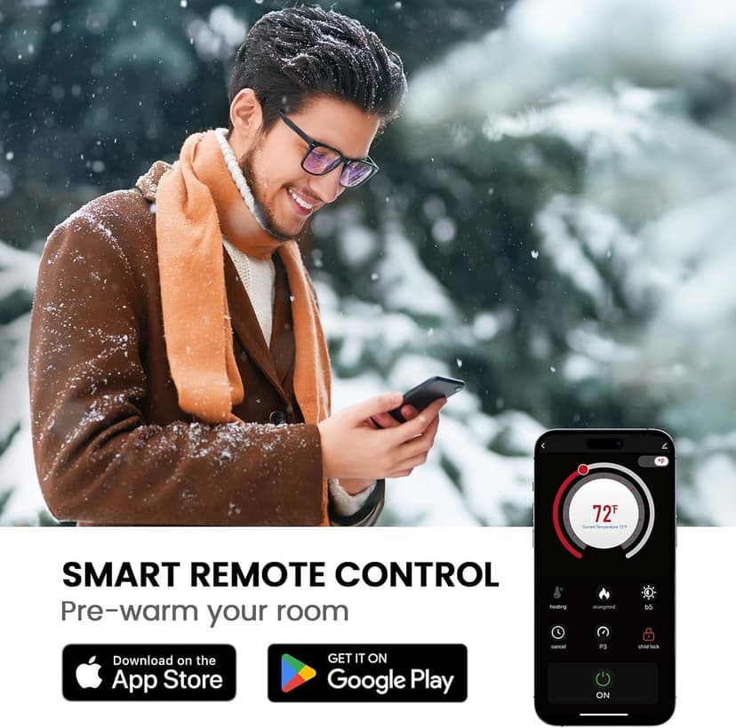 Silonn 50″Smart Electric Fireplace Heater with App & Remote Control, 5300 BTU Heat Output, Ultra-Slim Wall-Mounted or Recessed Electric Fireplace Inserts with Timer, 20 Flame Colors,WiFi Enabled