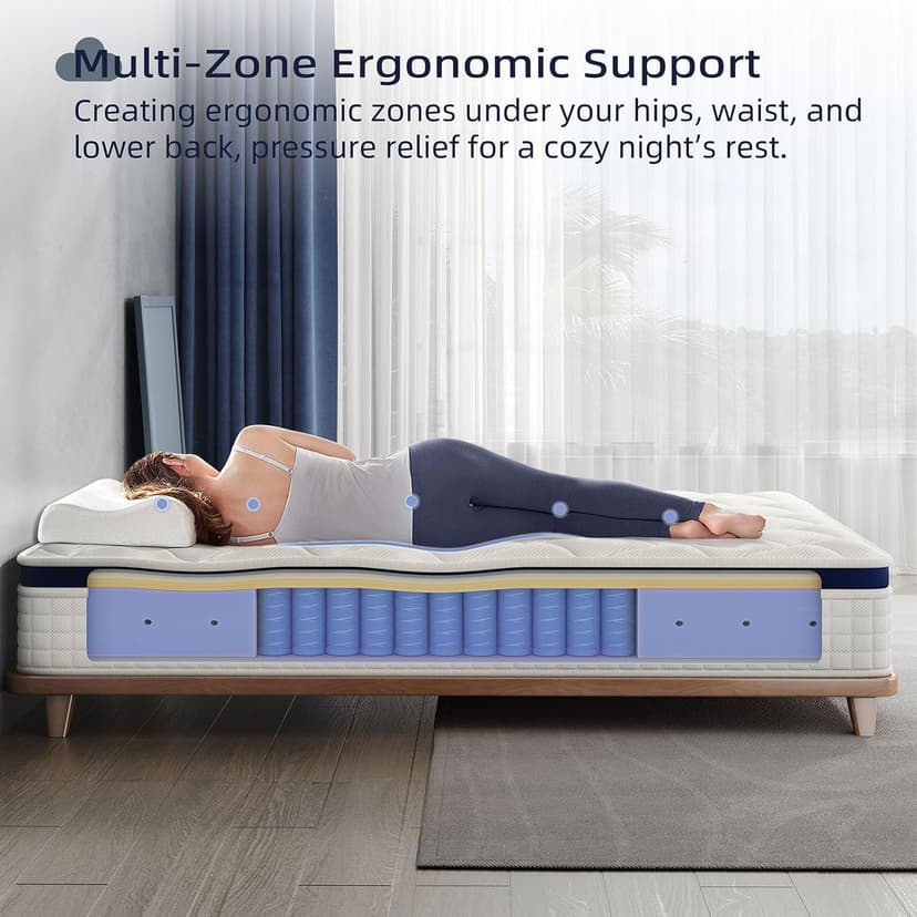 Crystli 12 Inch King Size Mattress Bed in A Box, Hybrid Mattress with Zero Pressure Foam, Innerspring for Pressure Relief, Motion Isolation, Medium Firm, CertiPUR-US Certified