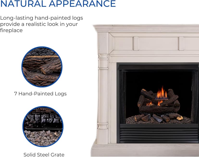 Duluth Forge DLS-18R-2 Dual Fuel Ventless Fireplace Logs Set with Remote Control, Use with Natural Gas or Liquid Propane, 30000 BTU, Heats up to 1000 Sq. Ft, Stacked Red Oak, 18 Inches