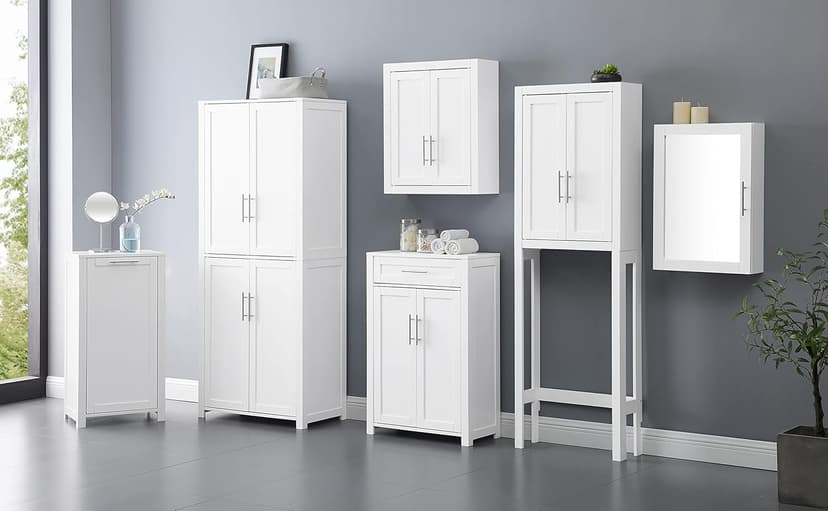 Crosley Furniture Savannah Wall Mounted Bathroom Storage Medicine Cabinet with Shelves, White