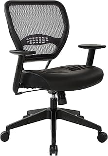 Space Seating Professional AirGrid Dark Back and Padded Black Eco Leather Seat, 2-to-1 Synchro Tilt Control, Adjustable Arms and Tilt Tension with Nylon Base Managers Chair