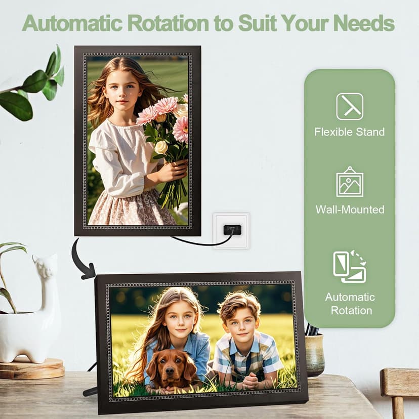 15.6" Digital Picture Frame WiFi - 32GB Digital Photo Frame 1920x1080 HD IPS Touch Screen - Tabletop&Wall Mounted - Electronic Picture Frame Free App