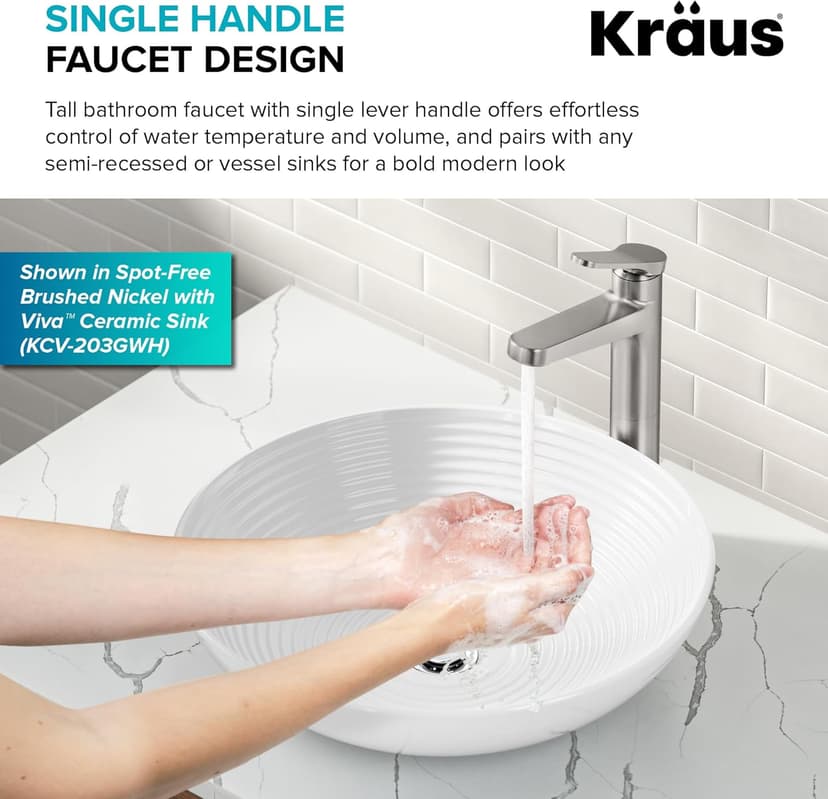 KRAUS Indy Bathroom Faucet for Vessel Sink in Matte Black, KVF-1410MB