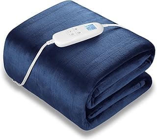 Electric Heated Blanket Queen Size 84" x 90" | 6 Heating Levels & 8h Auto Timer | Full Body Fast Heating and Ultra Soft Flannel, Machine Washable Bed Sofa Home Office Use, Blue