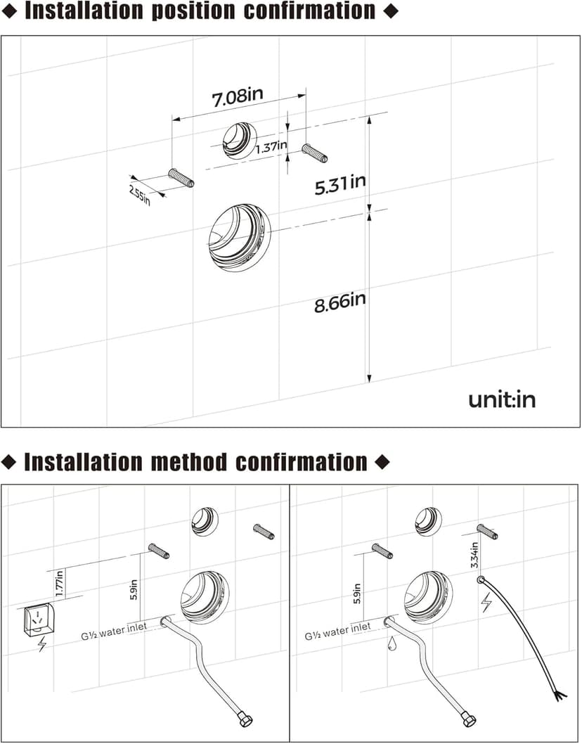 HOROW Luxury Wall Mounted Bidet Toilet with Instant Warm Water, Smart Toilet with Auto Open Lid, Heated Seat, Dryer, Modern Toilet, White Rear Discharge Toilet without Toilet Tank Carrier