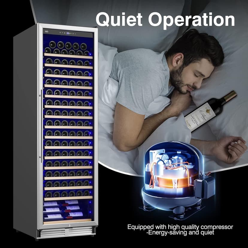 Upgraded 24 Inch Wine Cooler Refrigerator, 190 Bottles Wine Fridge with Professional Temperature Control System, Freestanding or Built-in installation, Quiet Operation