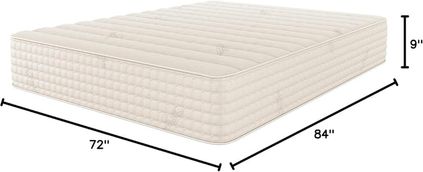 2-Sided Natural Latex Mattress, King, Medium, Handcrafted in USA, GOTS Certified Organic Cotton, Natural Wool, 9 inches