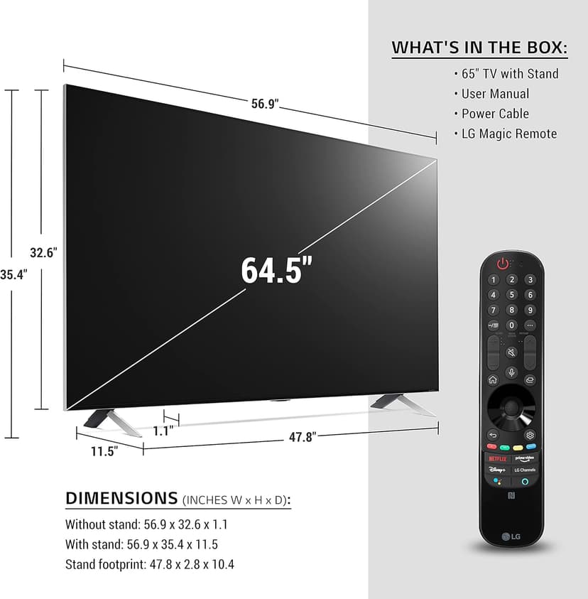 LG 65QNED99UPA Alexa Built-in QNED MiniLED 99 Series 65" 8K Smart UHD NanoCell TV (2021), Silver